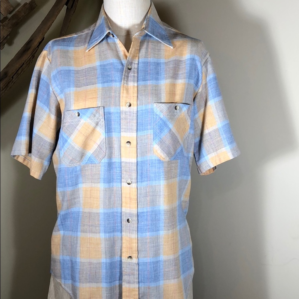 Vintage 70s men’s Towncraft plaid shirt size M